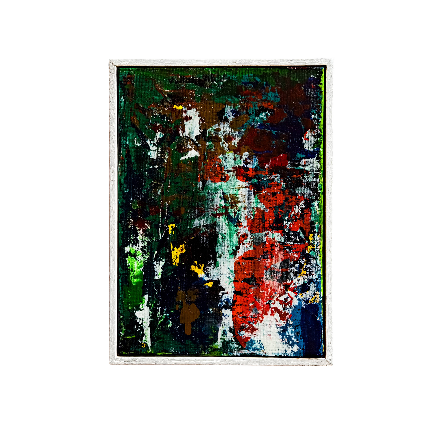 Colourful abstract framed artwork.