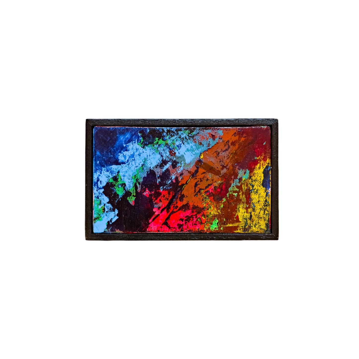 Abstract painting with vibrant colors on a white background