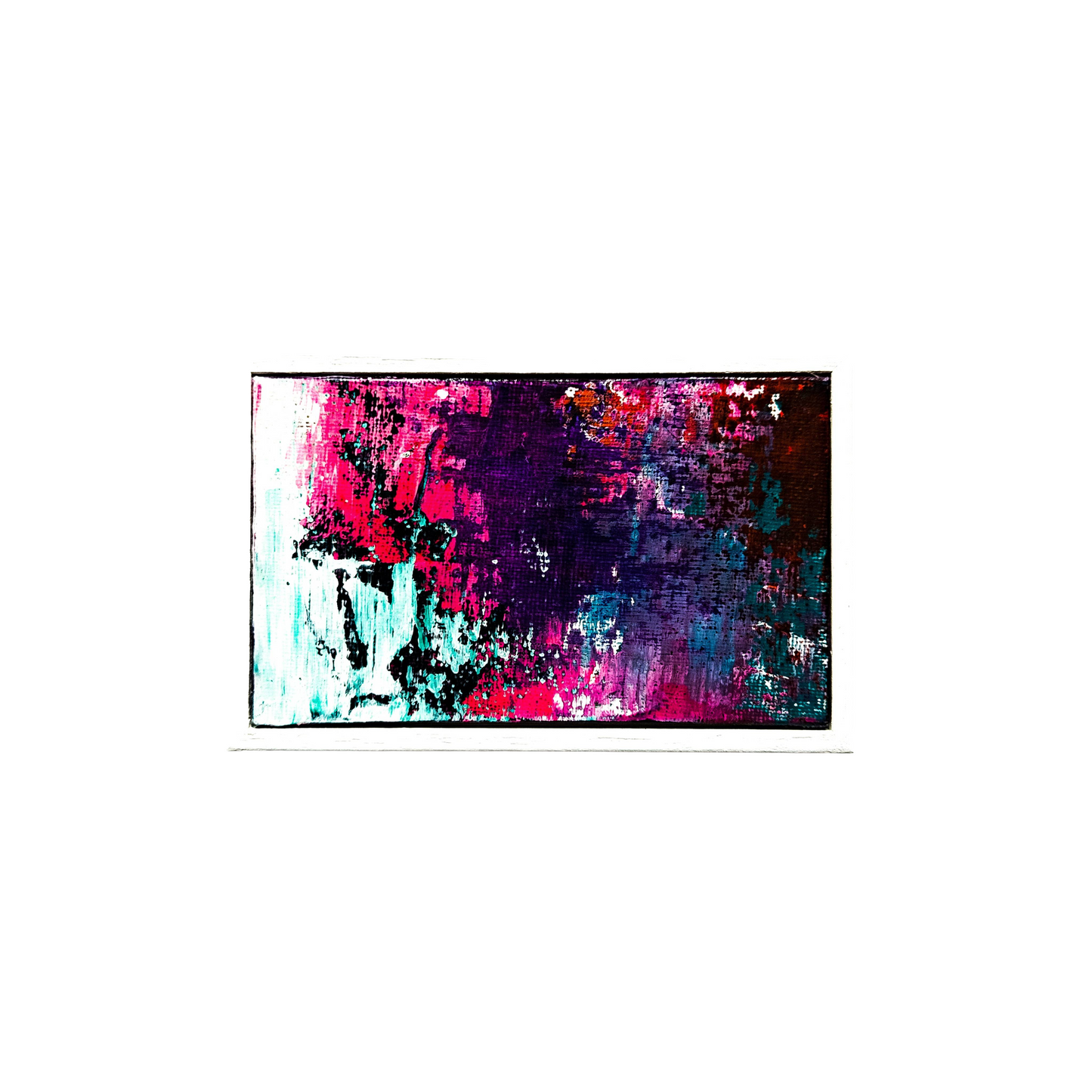 Colourful abstract framed small artwork.