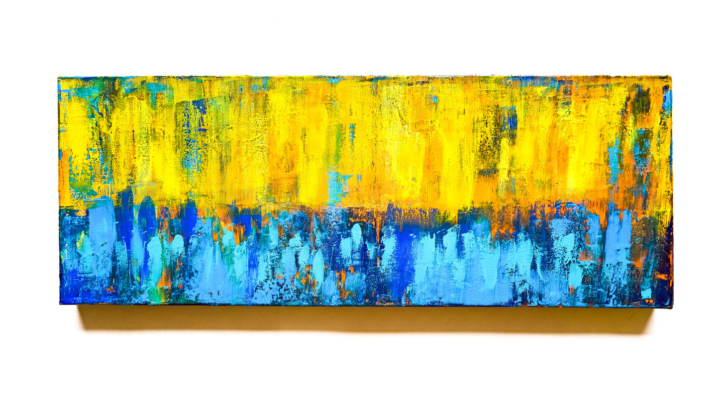 Abstract painting representing sea and sand.