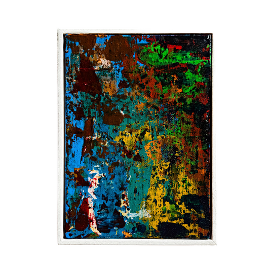 Colourful abstract framed artwork. 