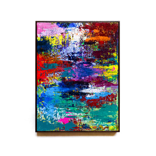 Abstract painting with vibrant colors on a white background