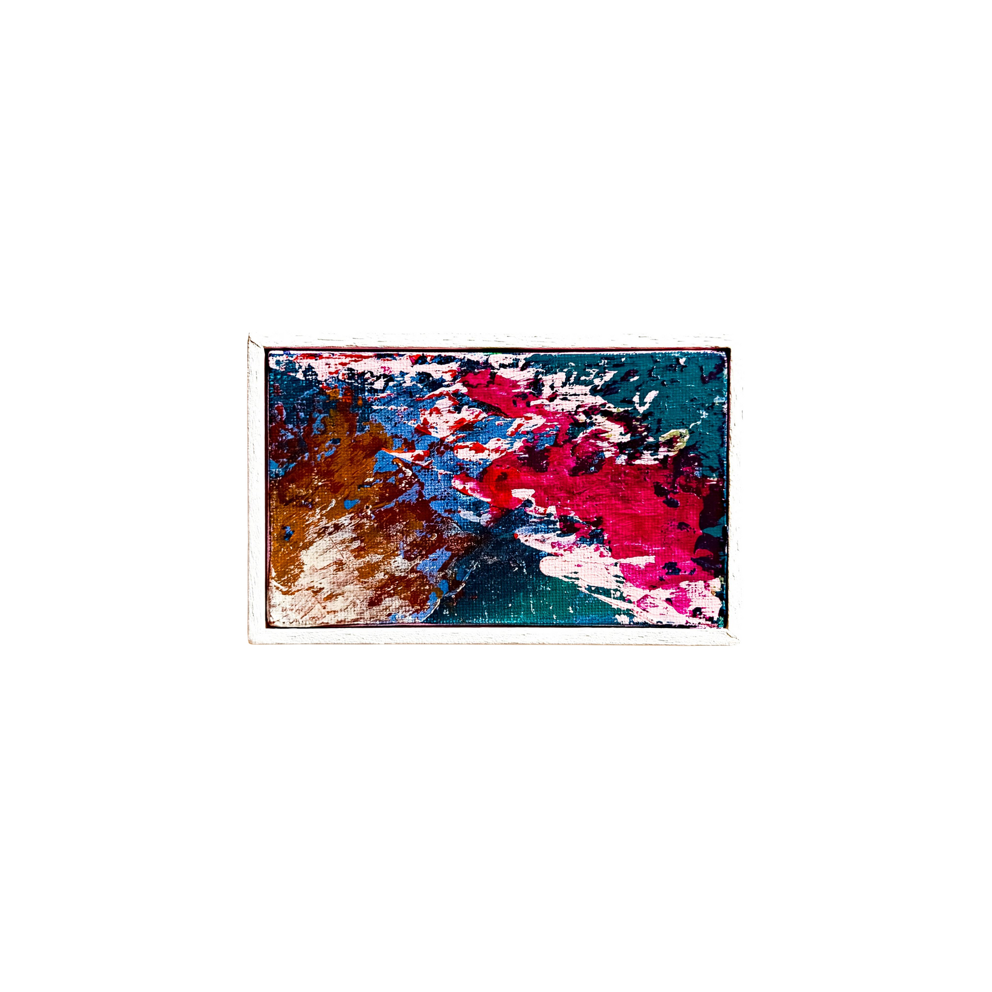 Colourful abstract framed small artwork. 