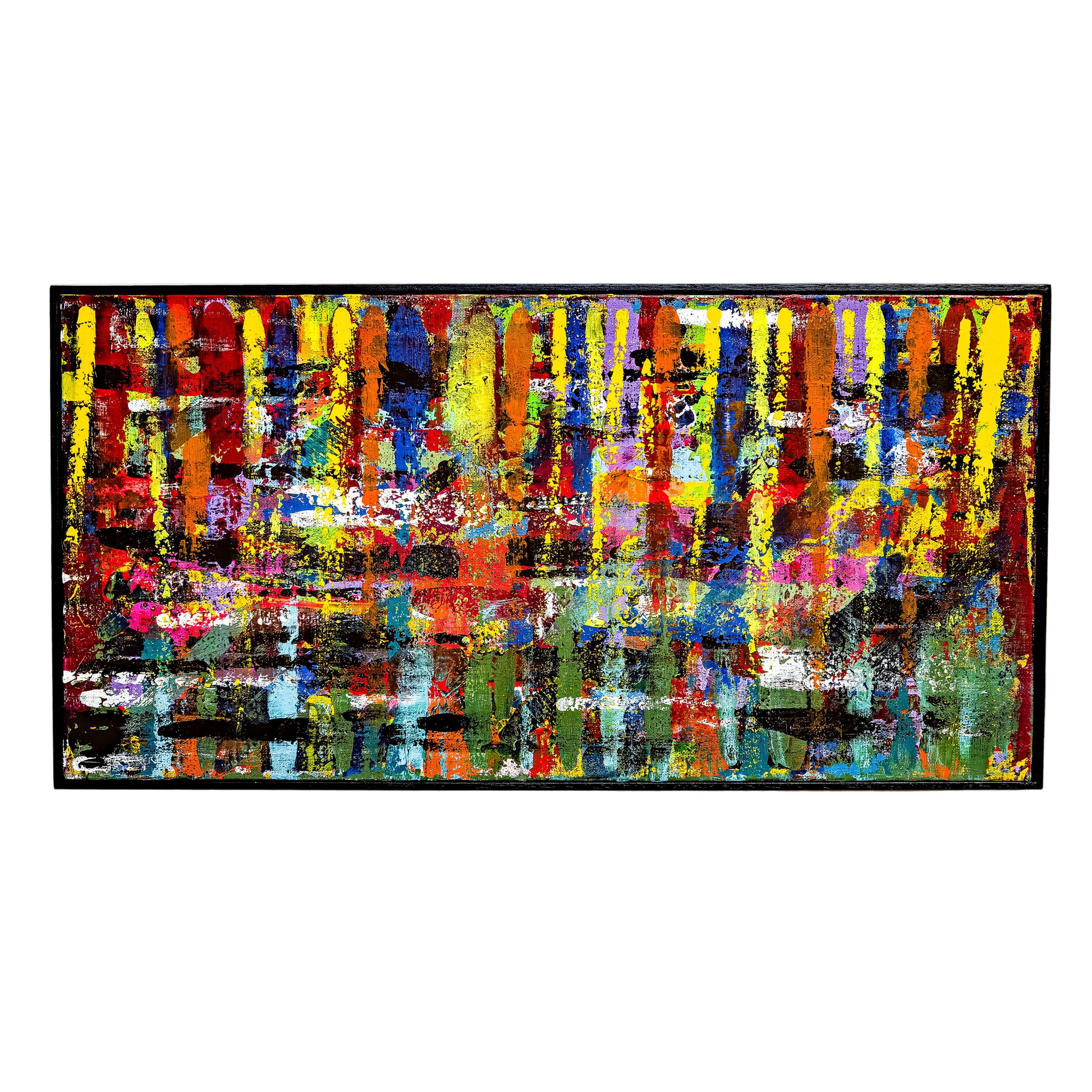 Colorful abstract painting on a white wall