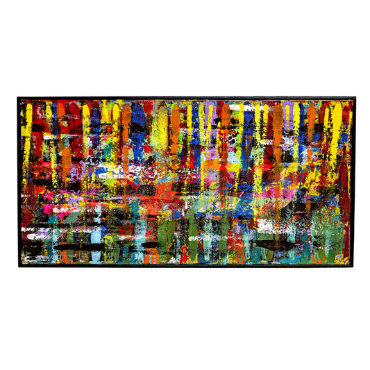 Colorful abstract painting on a white wall
